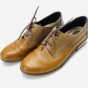 NAOT Shoes Womens EU39/US8 Kedma Brown Leather Colorblock Lace Up Oxfords